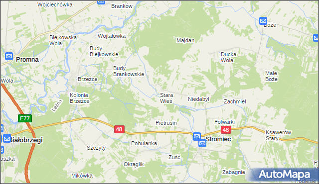 mapa Stara Wieś gmina Stromiec, Stara Wieś gmina Stromiec na mapie Targeo