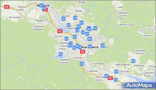 mapa Starachowic, Starachowice na mapie Targeo