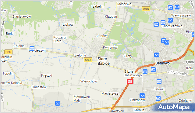 mapa Stare Babice, Stare Babice na mapie Targeo