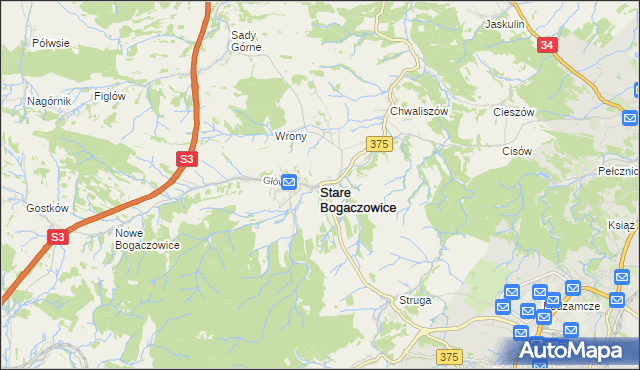 mapa Stare Bogaczowice, Stare Bogaczowice na mapie Targeo