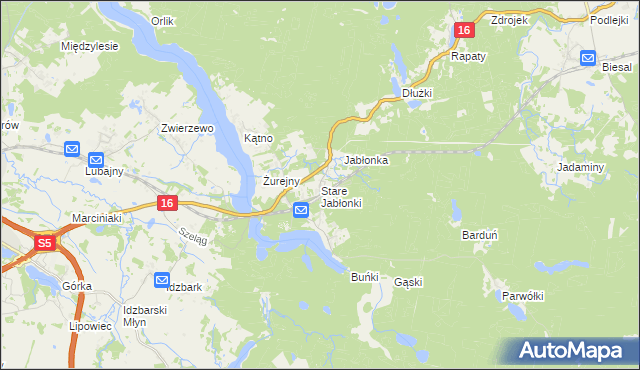 mapa Stare Jabłonki, Stare Jabłonki na mapie Targeo