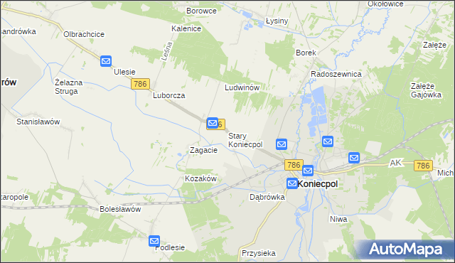 mapa Stary Koniecpol, Stary Koniecpol na mapie Targeo