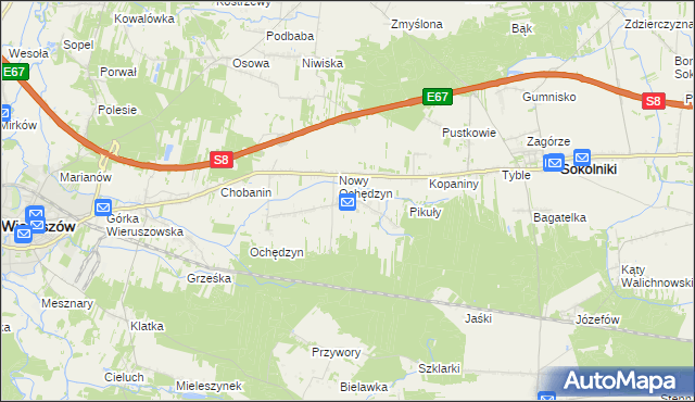 mapa Stary Ochędzyn, Stary Ochędzyn na mapie Targeo