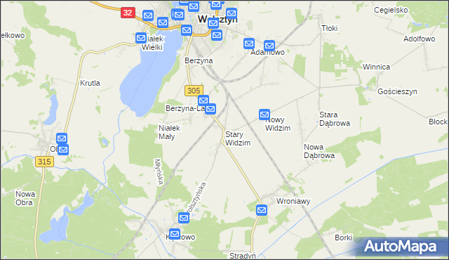mapa Stary Widzim, Stary Widzim na mapie Targeo