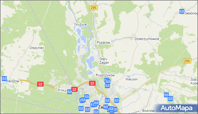 mapa Stary Żagań, Stary Żagań na mapie Targeo