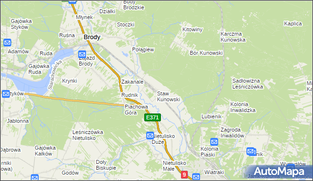 mapa Staw Kunowski, Staw Kunowski na mapie Targeo