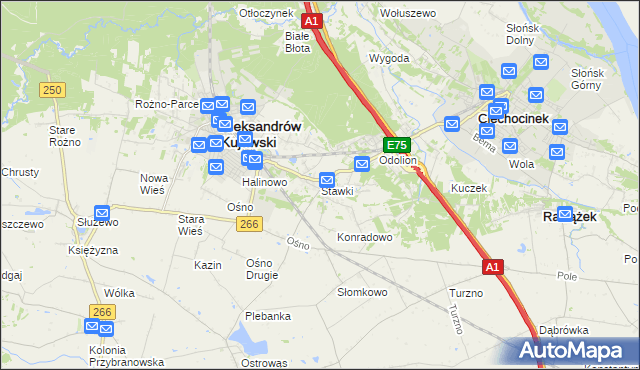 mapa Stawki gmina Aleksandrów Kujawski, Stawki gmina Aleksandrów Kujawski na mapie Targeo