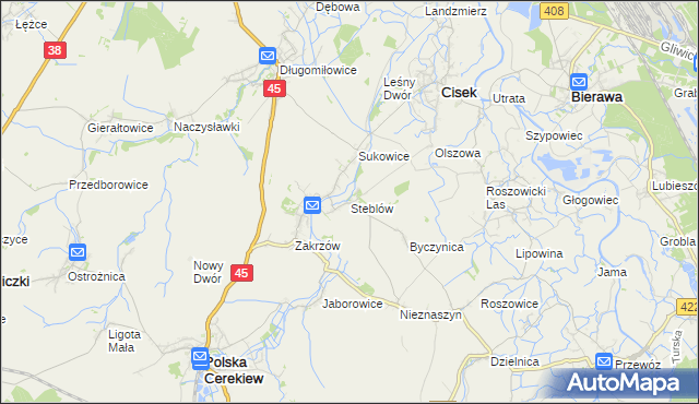 mapa Steblów gmina Cisek, Steblów gmina Cisek na mapie Targeo
