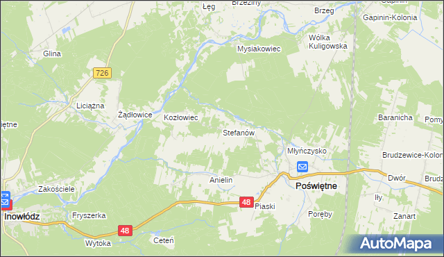 mapa Stefanów gmina Poświętne, Stefanów gmina Poświętne na mapie Targeo