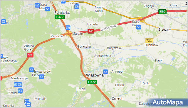 mapa Stefanówka gmina Wiązowna, Stefanówka gmina Wiązowna na mapie Targeo