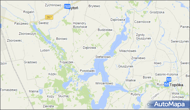 mapa Stefanowo gmina Bytoń, Stefanowo gmina Bytoń na mapie Targeo