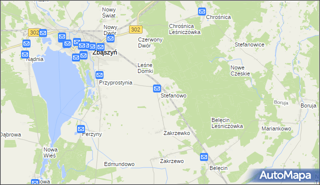 mapa Stefanowo gmina Zbąszyń, Stefanowo gmina Zbąszyń na mapie Targeo