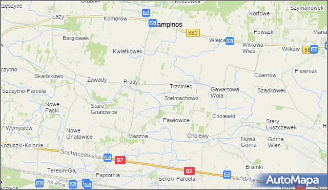 mapa Stelmachowo gmina Leszno, Stelmachowo gmina Leszno na mapie Targeo