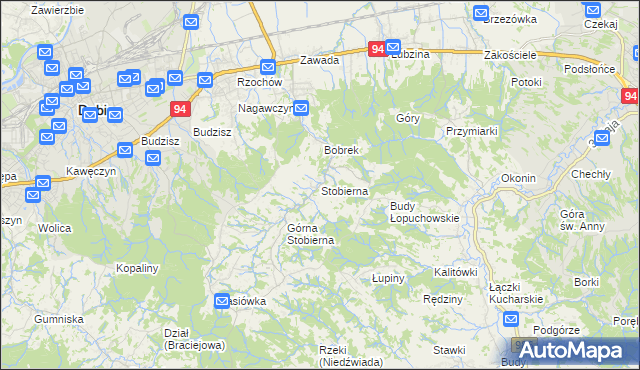 mapa Stobierna gmina Dębica, Stobierna gmina Dębica na mapie Targeo