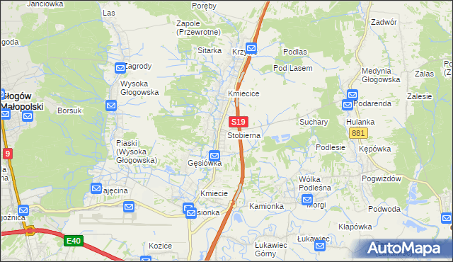 mapa Stobierna gmina Trzebownisko, Stobierna gmina Trzebownisko na mapie Targeo