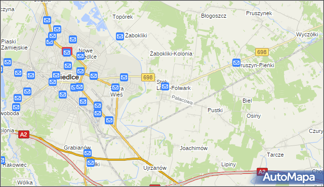 mapa Stok Lacki, Stok Lacki na mapie Targeo