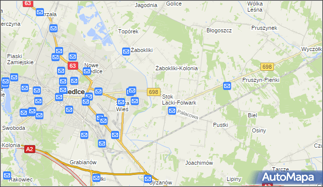 mapa Stok Lacki-Folwark, Stok Lacki-Folwark na mapie Targeo