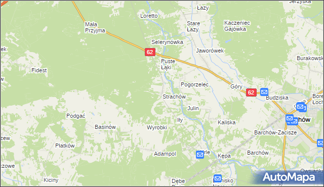 mapa Strachów gmina Jadów, Strachów gmina Jadów na mapie Targeo