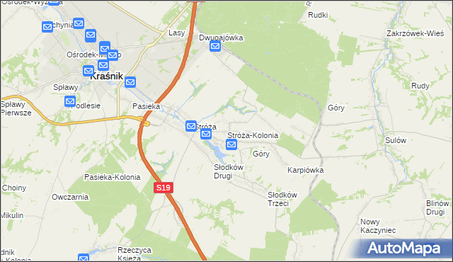 mapa Stróża-Kolonia, Stróża-Kolonia na mapie Targeo