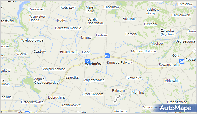 mapa Strupice gmina Waśniów, Strupice gmina Waśniów na mapie Targeo