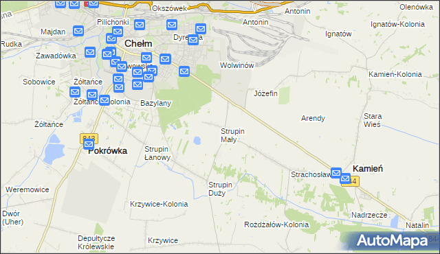 mapa Strupin Mały, Strupin Mały na mapie Targeo