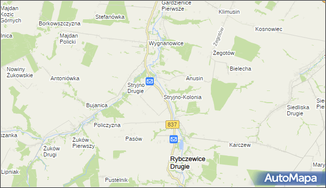 mapa Stryjno-Kolonia, Stryjno-Kolonia na mapie Targeo