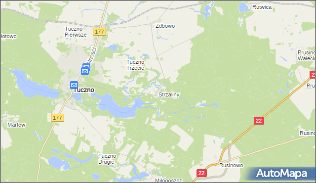 mapa Strzaliny, Strzaliny na mapie Targeo