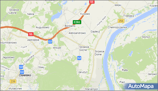 mapa Strzelce Górne, Strzelce Górne na mapie Targeo