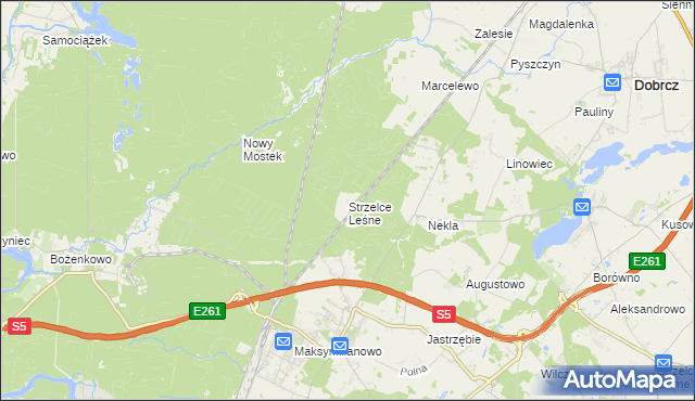 mapa Strzelce Leśne, Strzelce Leśne na mapie Targeo