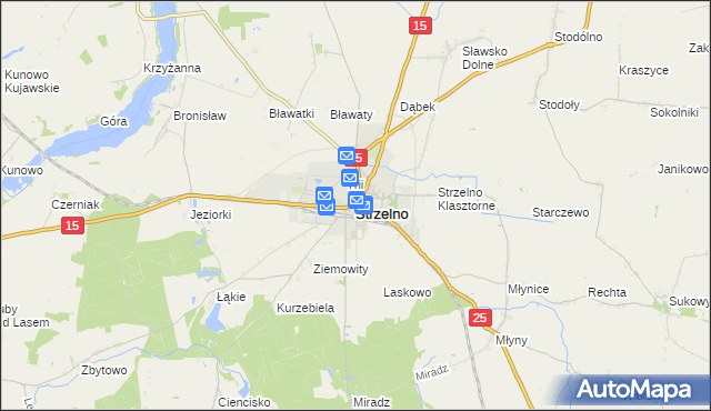 mapa Strzelno powiat mogileński, Strzelno powiat mogileński na mapie Targeo
