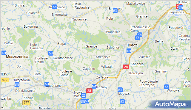 mapa Strzeszyn gmina Biecz, Strzeszyn gmina Biecz na mapie Targeo