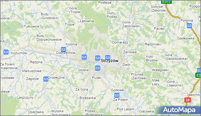 mapa Strzyżów, Strzyżów na mapie Targeo