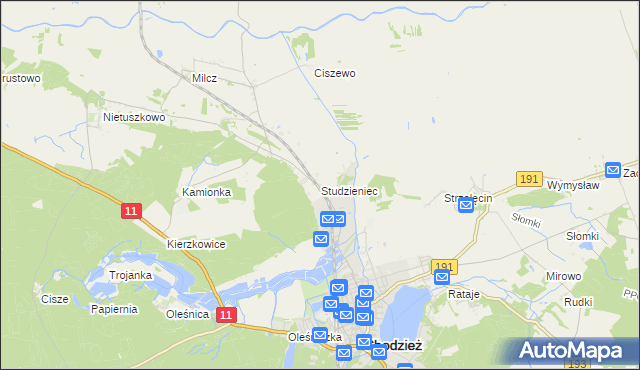 mapa Studzieniec gmina Chodzież, Studzieniec gmina Chodzież na mapie Targeo
