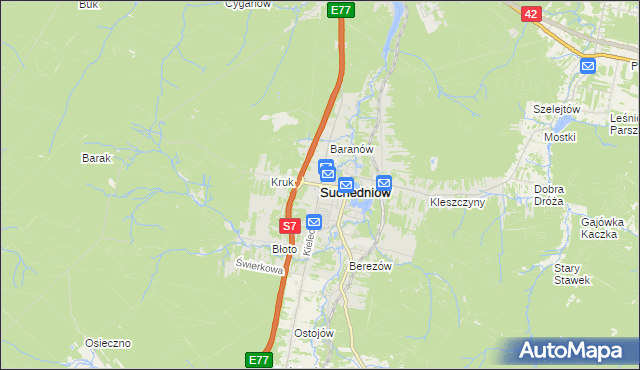 mapa Suchedniów, Suchedniów na mapie Targeo