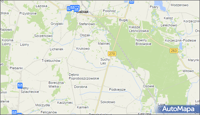 mapa Suchy Las gmina Babiak, Suchy Las gmina Babiak na mapie Targeo