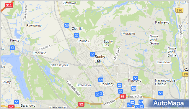 mapa Suchy Las powiat poznański, Suchy Las powiat poznański na mapie Targeo