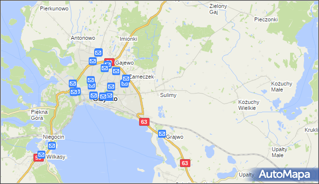mapa Sulimy gmina Giżycko, Sulimy gmina Giżycko na mapie Targeo