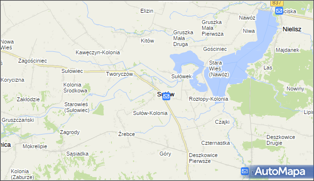 mapa Sułów powiat zamojski, Sułów powiat zamojski na mapie Targeo