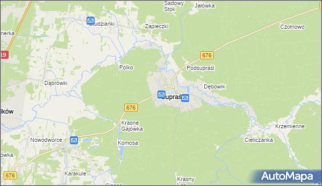 mapa Supraśl, Supraśl na mapie Targeo