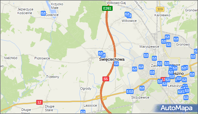 mapa Święciechowa, Święciechowa na mapie Targeo