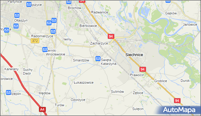 mapa Święta Katarzyna gmina Siechnice, Święta Katarzyna gmina Siechnice na mapie Targeo