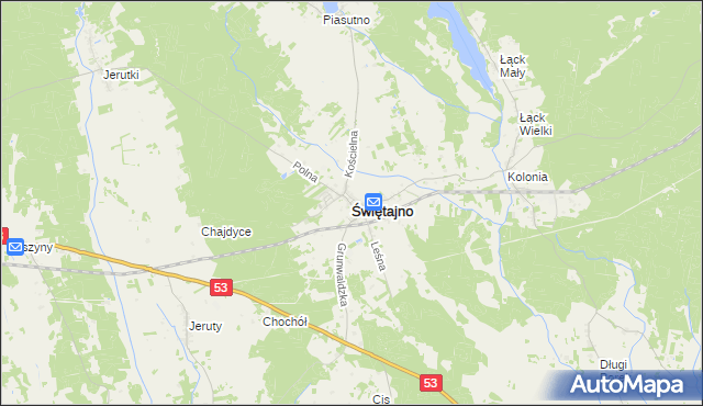mapa Świętajno powiat szczycieński, Świętajno powiat szczycieński na mapie Targeo