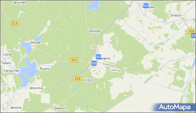 mapa Świętno gmina Wolsztyn, Świętno gmina Wolsztyn na mapie Targeo