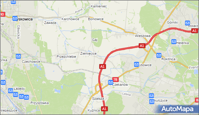 mapa Świętoszowice, Świętoszowice na mapie Targeo