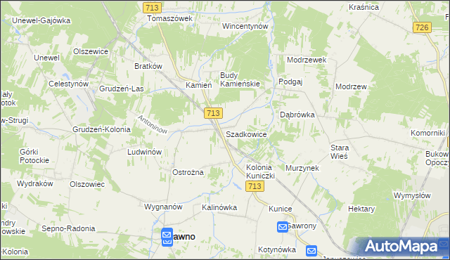 mapa Szadkowice gmina Sławno, Szadkowice gmina Sławno na mapie Targeo