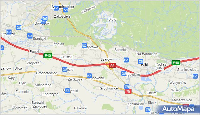 mapa Szarów gmina Kłaj, Szarów gmina Kłaj na mapie Targeo