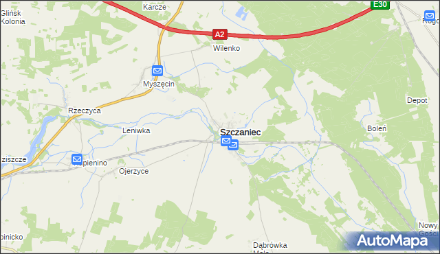 mapa Szczaniec, Szczaniec na mapie Targeo
