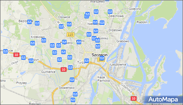 mapa Szczecina, Szczecin na mapie Targeo