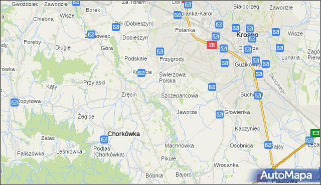 mapa Szczepańcowa, Szczepańcowa na mapie Targeo