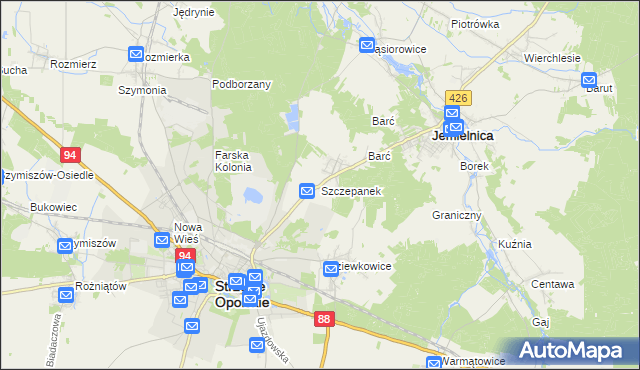 mapa Szczepanek gmina Strzelce Opolskie, Szczepanek gmina Strzelce Opolskie na mapie Targeo